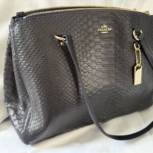Coach Navy Blue Textured Leather Women's Bag